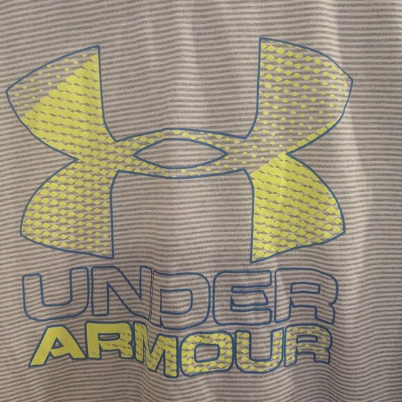 Under Armour-Long Sleeve Gray and White Striped Heat Gear Loose Fit-Youth XL - Picture 3 of 5